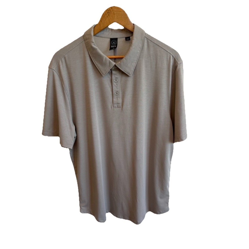 Cuts Polo Shirt Mens XL Brown Tan Casual Soft Knit Peru Short Sleeve Top